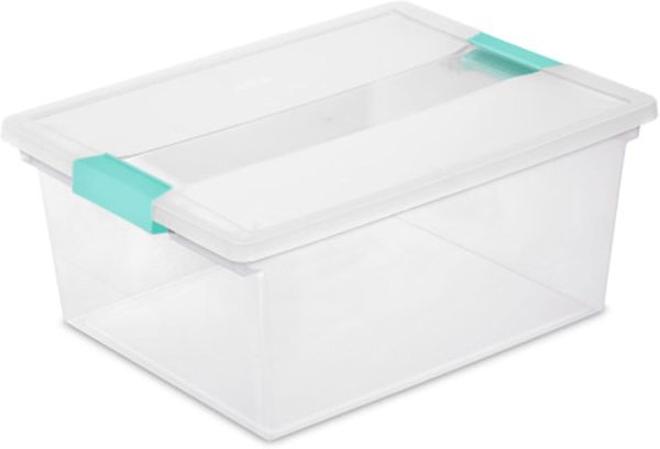 4 Pack Stackable Deep Clip Storage Boxes with Latching Lids for Office, Home and Paper Organization