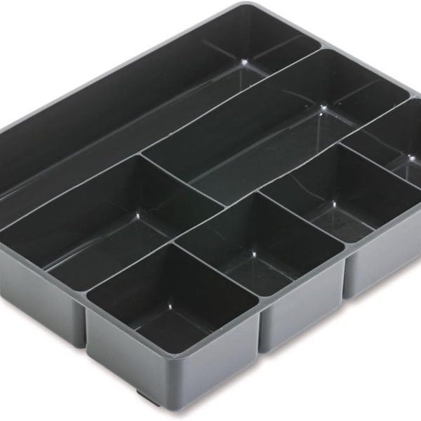 Extra Deep Plastic Drawer Organizer Tray, Black Desk Storage Bin for Office Supplies, Accessories and Tools