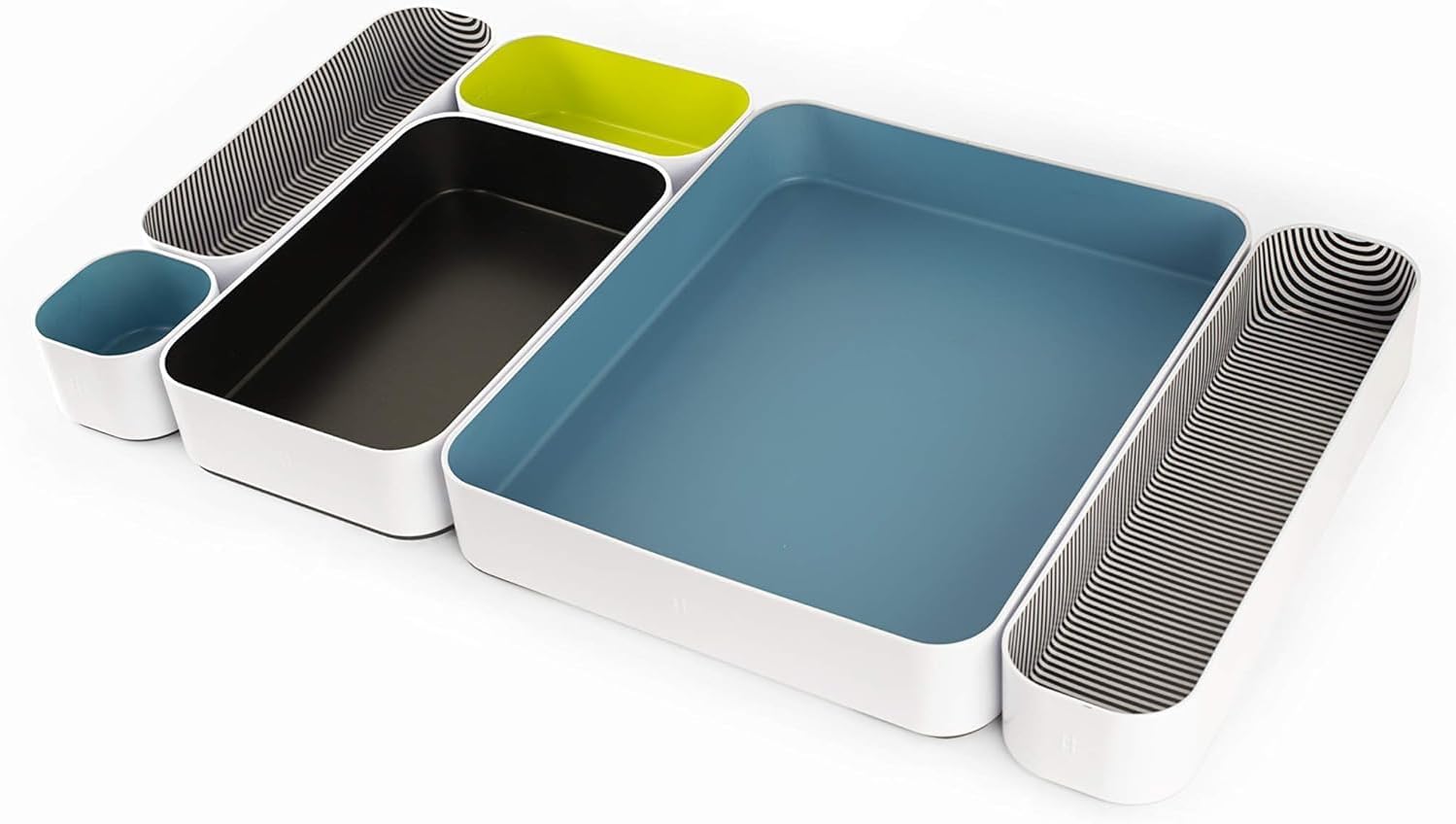 6 Piece Deep Metal Drawer Organizer Bin Set with Soft Base for Kitchen, Bathroom and Office Storage