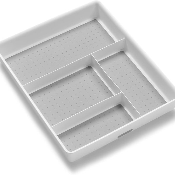 4 Section Drawer Organizer Tray with Non Slip Base for Kitchen Utensils, Office Accessories and Household Storage