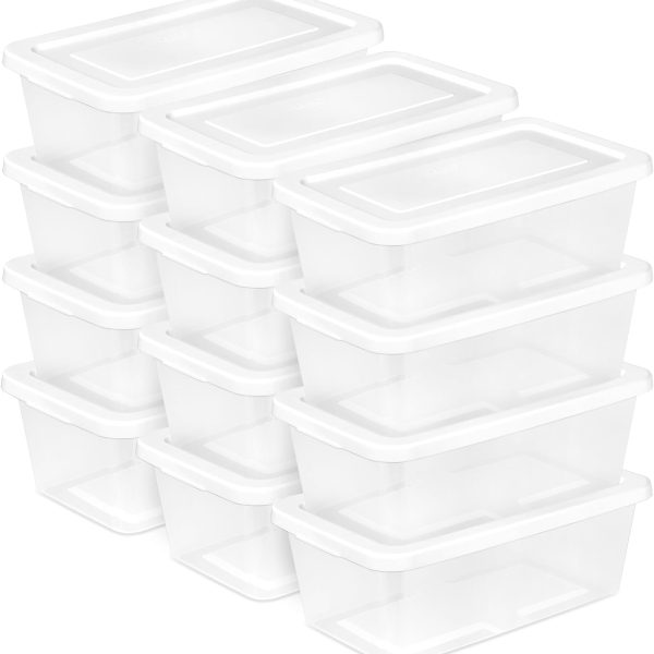 12 Pack Clear Plastic Storage Boxes with Snap Lids, Stackable Organizer Containers for Home and Office