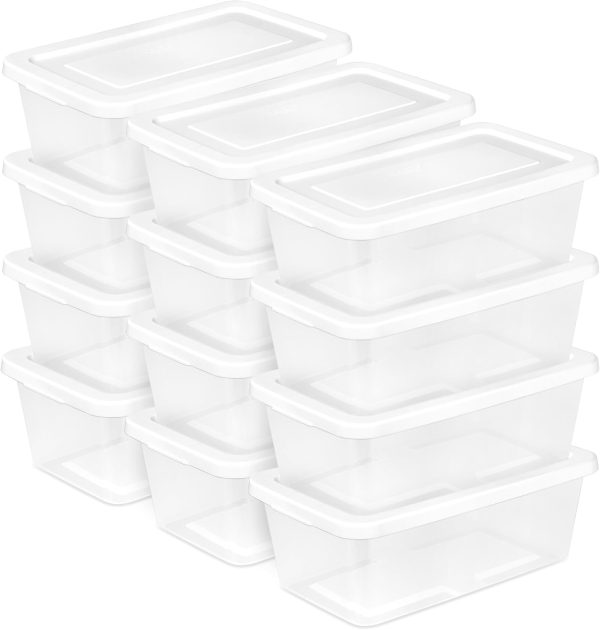 12 Pack Clear Plastic Storage Boxes with Snap Lids, Stackable Organizer Containers for Home and Office