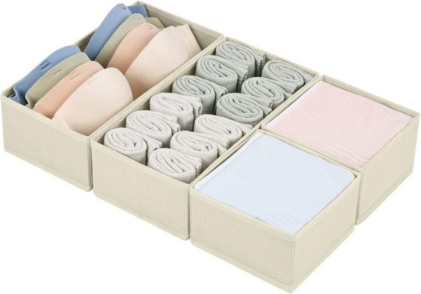 4 Pack Fabric Clothing Drawer Organizer Bins for Baby Clothes, Socks, Underwear and Closet Storage