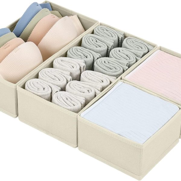 4 Pack Fabric Clothing Drawer Organizer Bins for Baby Clothes, Socks, Underwear and Closet Storage