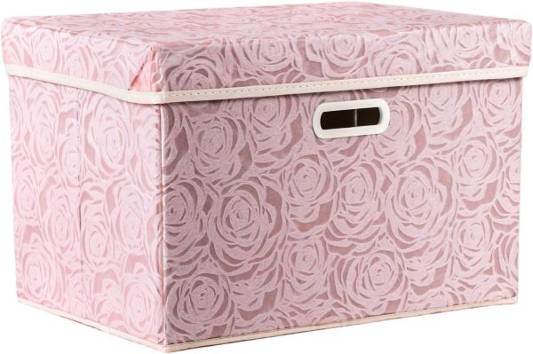 Large Collapsible Fabric Storage Bin with Lid and Divider for Bedroom, Closet and Living Room