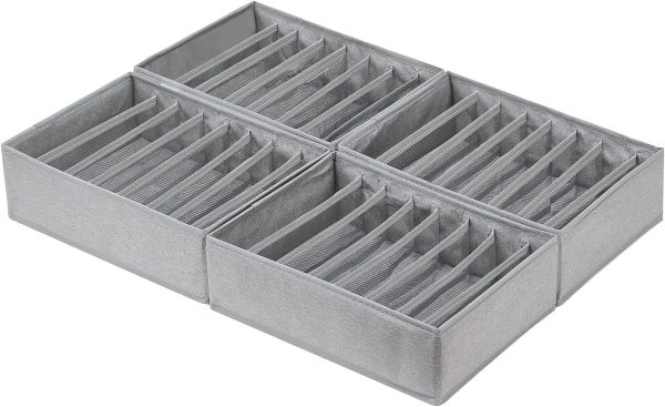 4 Pack Foldable Clothing Drawer Organizers with 8 Compartments for T Shirts, Leggings and Tank Tops