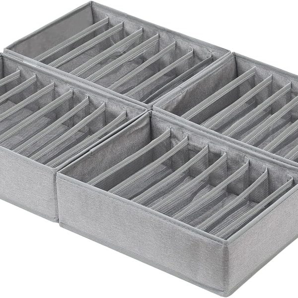 4 Pack Foldable Clothing Drawer Organizers with 8 Compartments for T Shirts, Leggings and Tank Tops