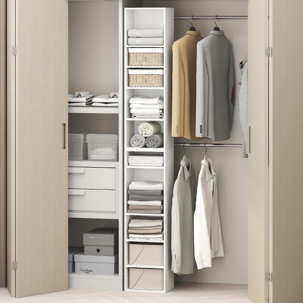 10 Tier Open Closet Storage Organizer, 12 Inch Wide Shelving Unit for Bedroom, Closet and Home Organization