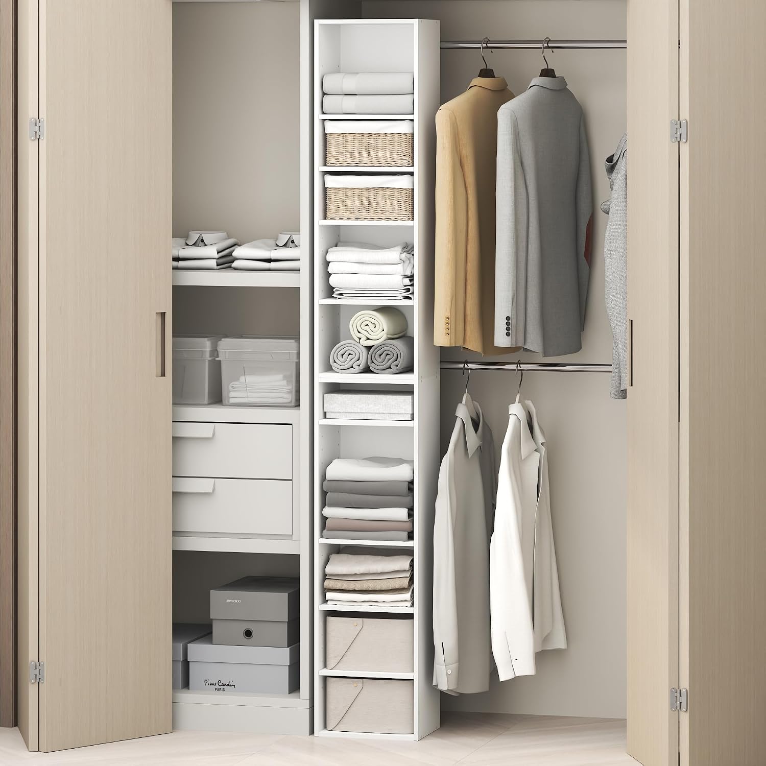 10 Tier Open Closet Storage Organizer, 12 Inch Wide Shelving Unit for Bedroom, Closet and Home Organization